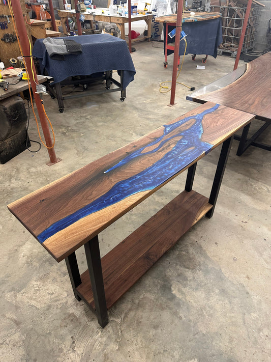 Walnut river console/sofa table