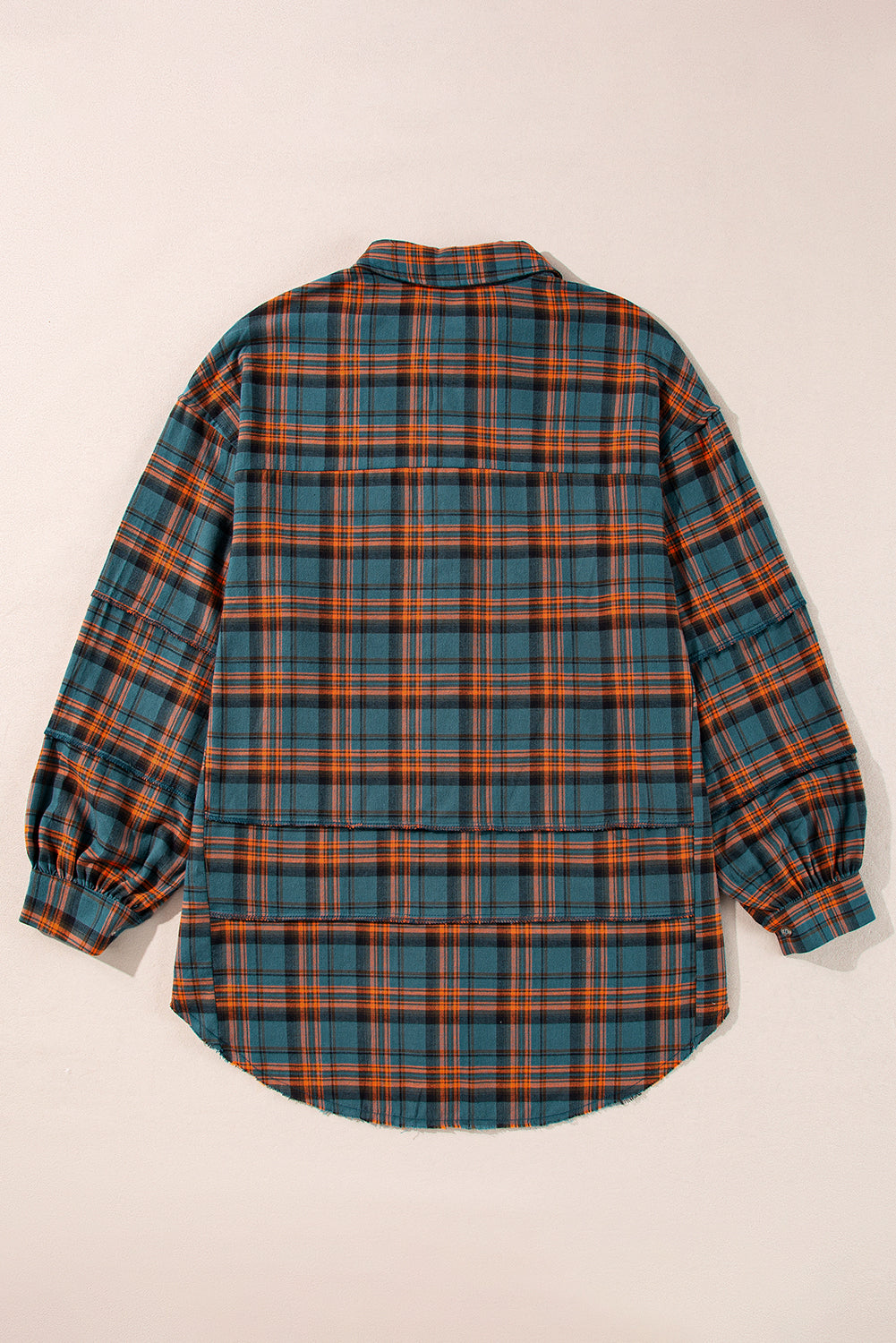Green Plaid Long Sleeve Collar Shirt Shewin