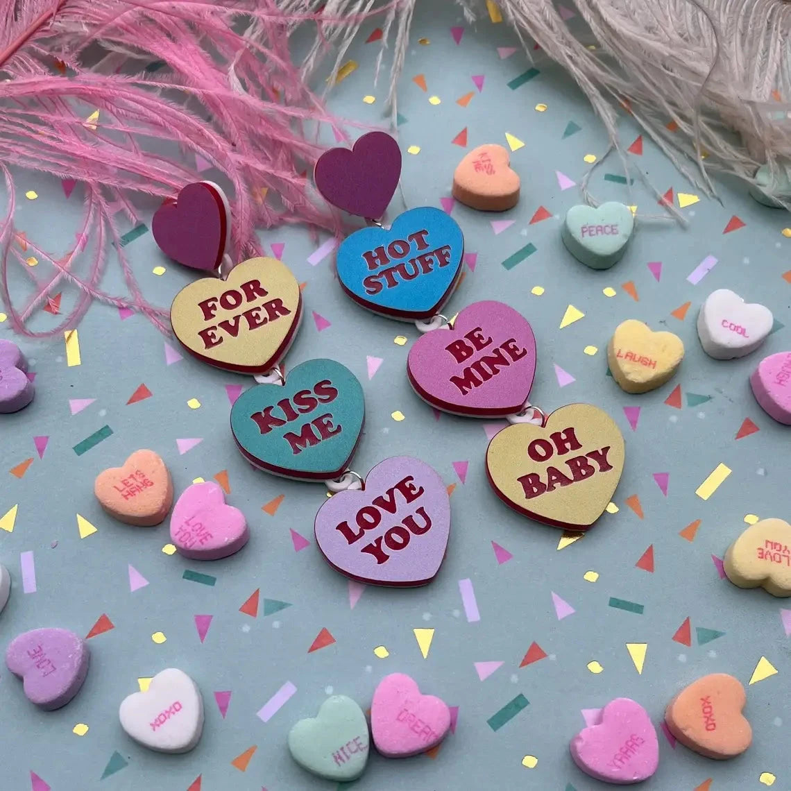 Valentine's Day Conversation Heart Statement Earrings Quirks!