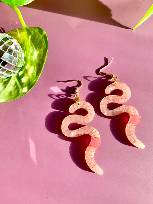 Wiggly Worms Acrylic Statement Earrings Quirks!