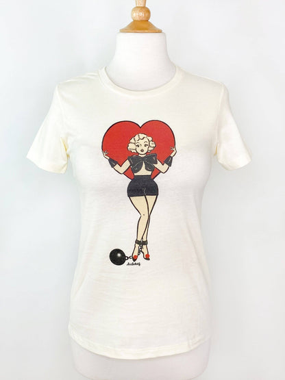 Prisoner of Love Fitted Tee in Ivory - SMALL Quirks!