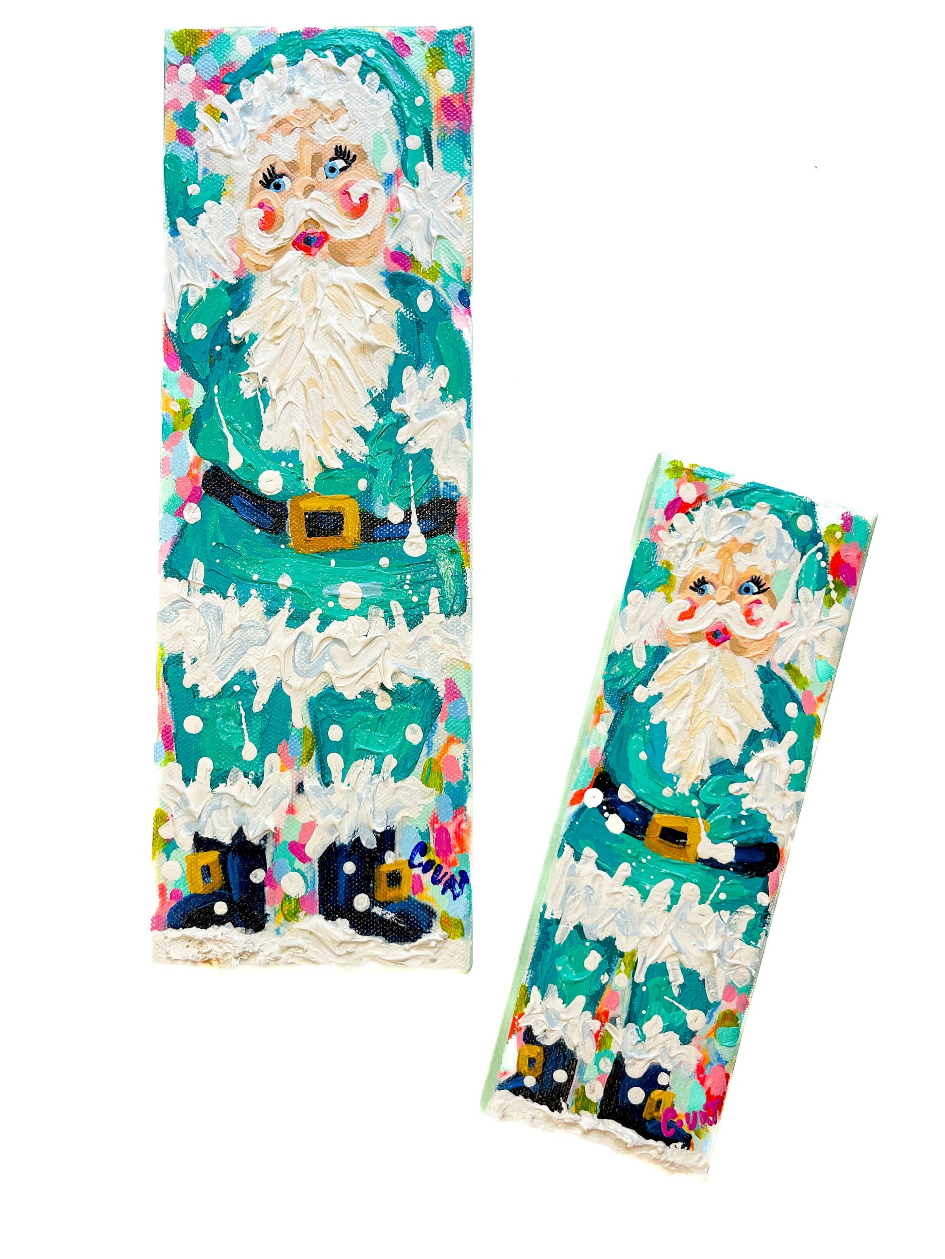 Turquoise Vintage Santa Original Painting Quirks!