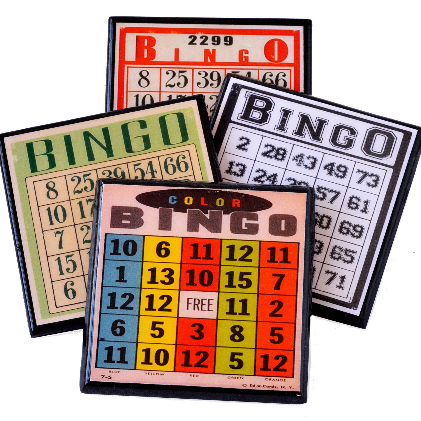 Bingo!  Vintage Bingo Card Coaster Set Quirks!