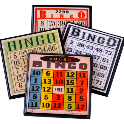 Bingo!  Vintage Bingo Card Coaster Set Quirks!