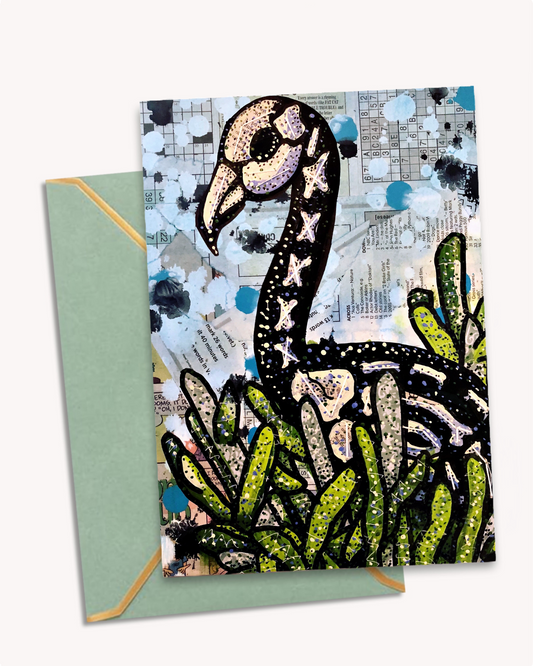 Skeleton Lawn Flamingo - Greeting Card / Fine Art Print