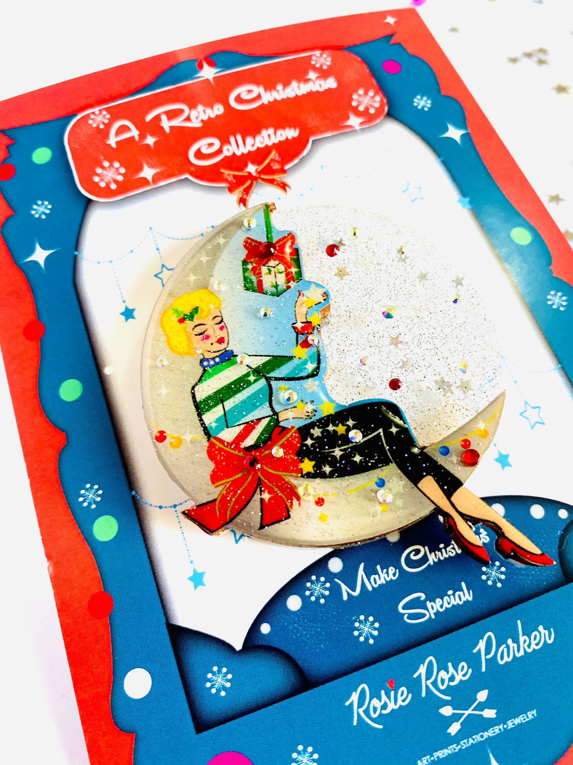 Moon Girl Christmas Brooch by Rosie Rose Parker Quirks!