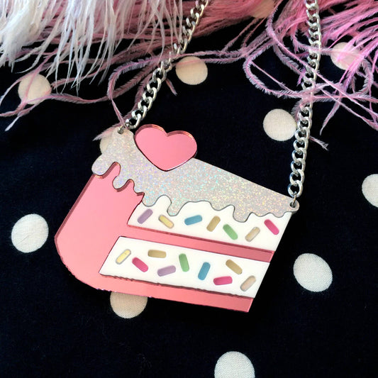 Funfetti Slice Of Cake Acrylic Statement Necklace Quirks!