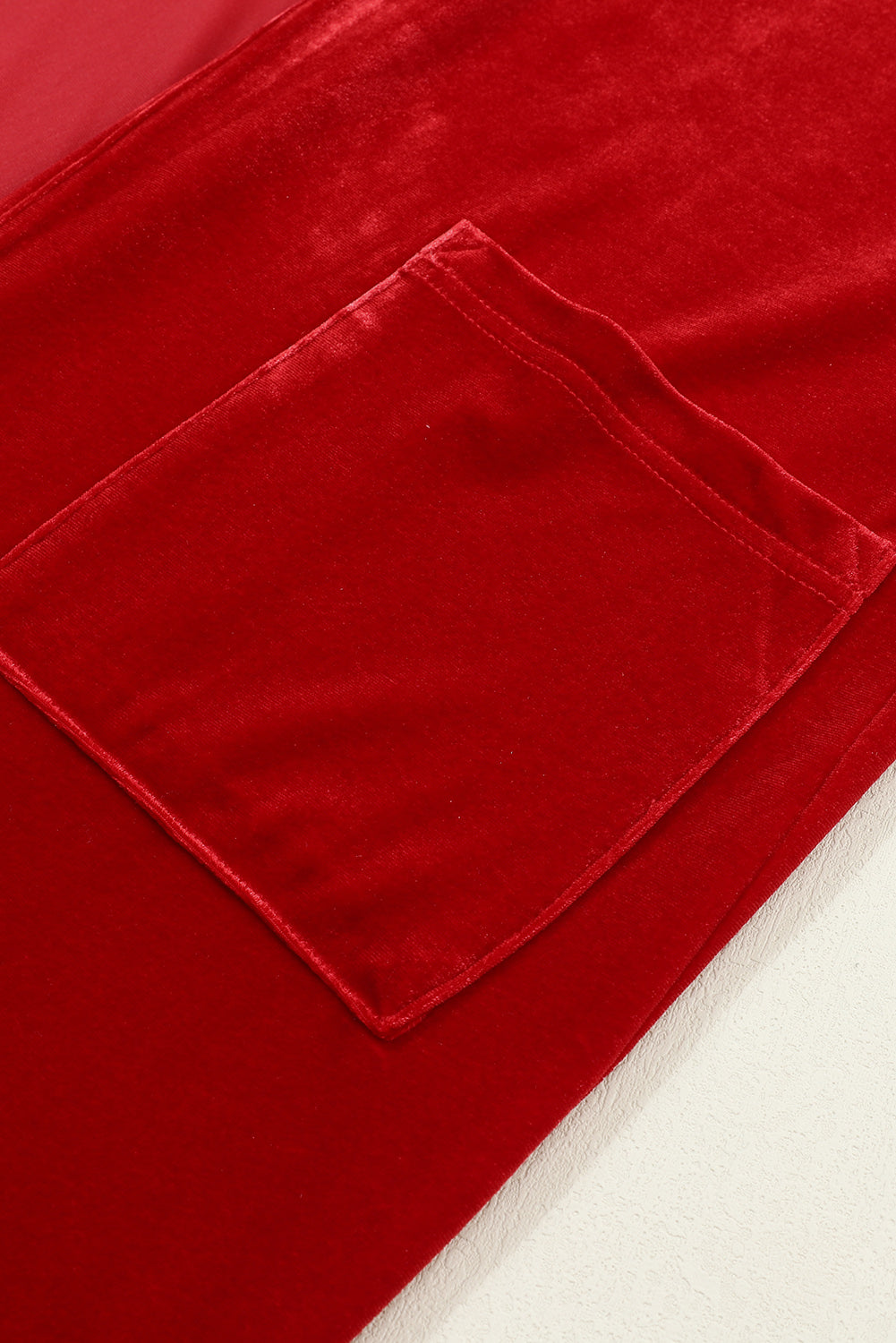Red Velvet Elegant Open Front Pocket Long Cardigan Shewin