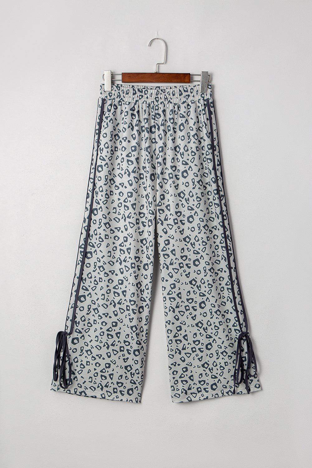 Khaki Leopard Print High Rise Knot Side Pants Shewin