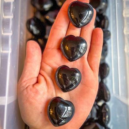 3cm Black Obsidian Crystal Hearts for Valentines Day Gifts