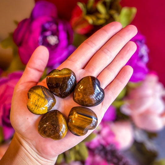 3cm Gold Tigers Eye Crystal Hearts