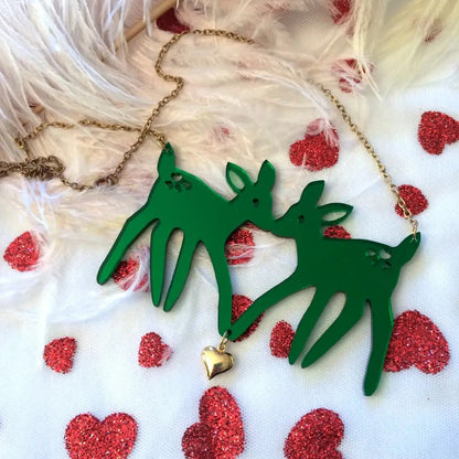 Christmas Fawns Statement Necklace - SILVER Quirks!