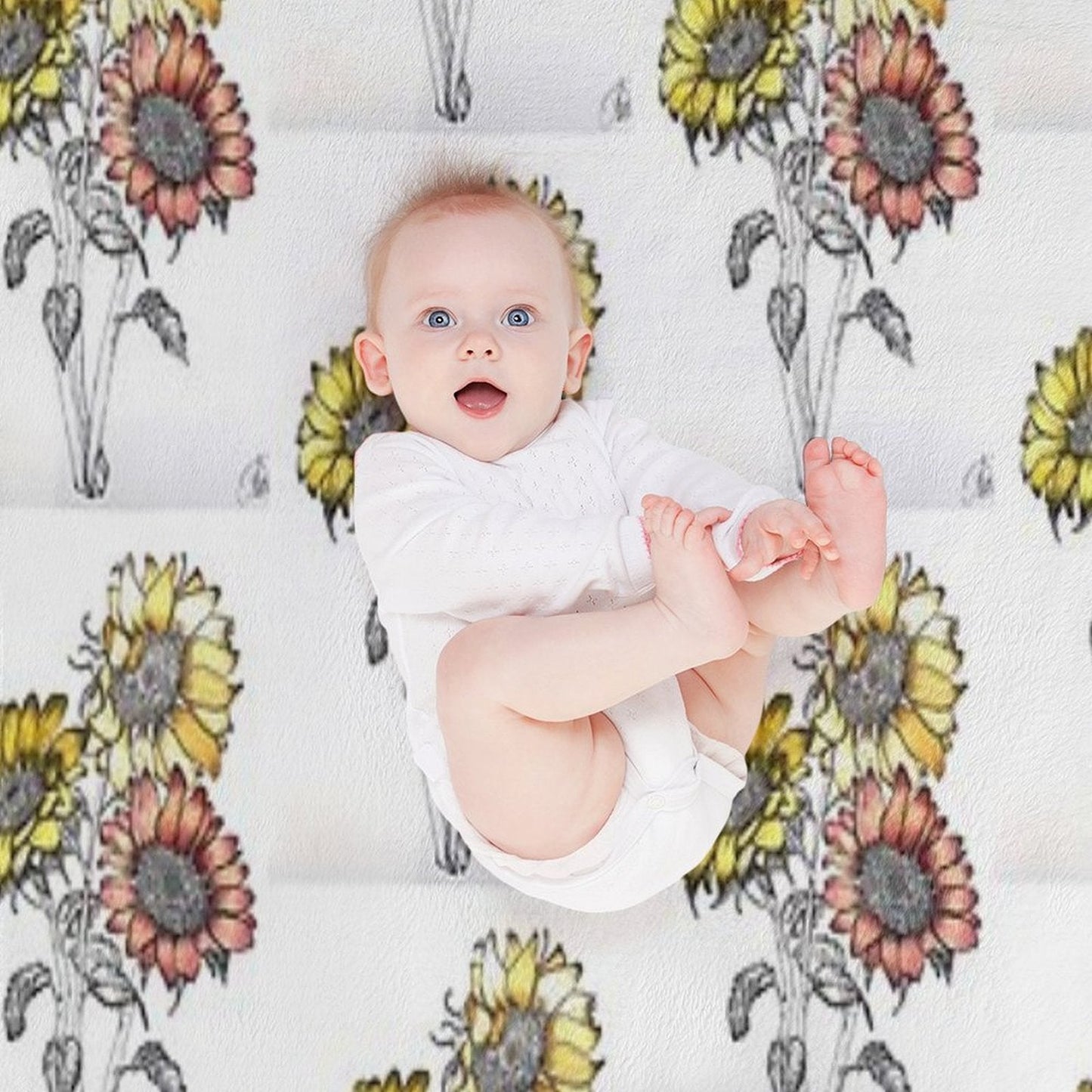 Colored Inked Sunflowers Throw Blanket