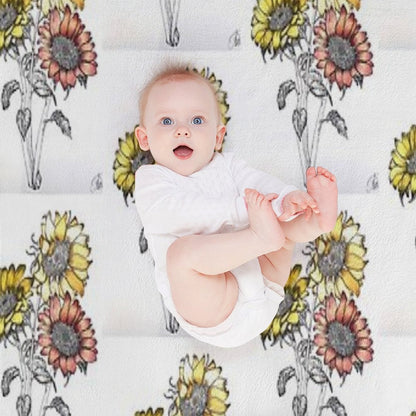 Colored Inked Sunflowers Throw Blanket