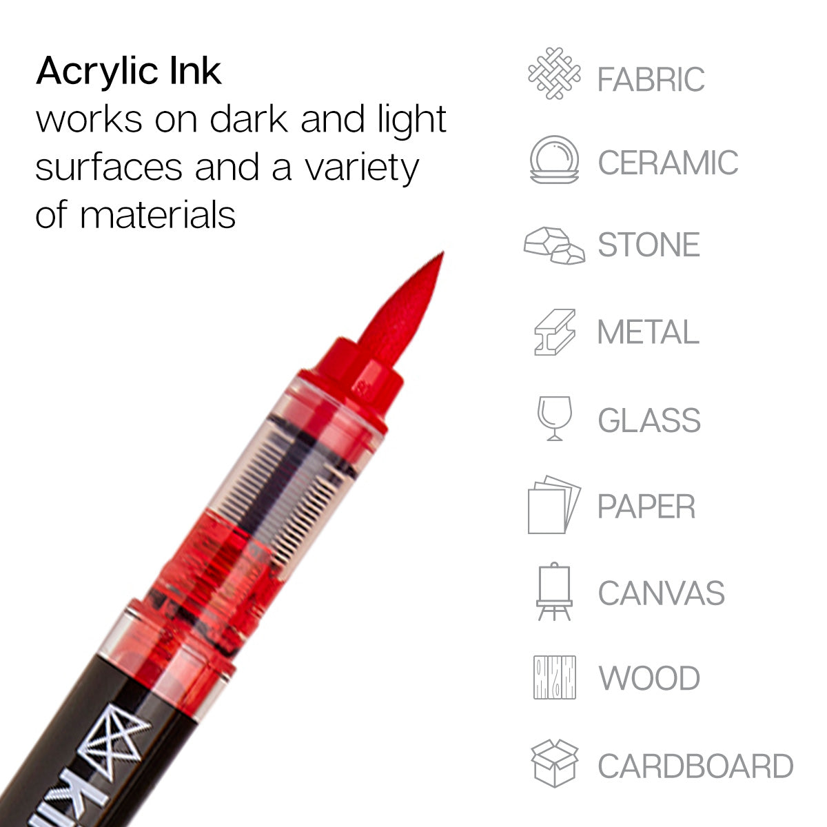 Acrylic Paint Brush Tip Pens - 12 Classic Colors
