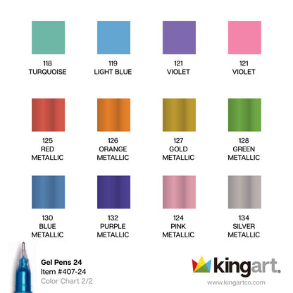 Gel Pens 24 Glitter, Metallic & Pastel Colors