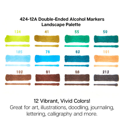 Double-Ended Alcohol Markers - 12 Landscape Colors