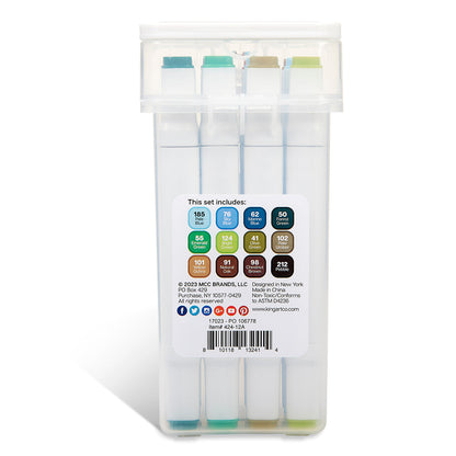 Double-Ended Alcohol Markers - 12 Landscape Colors
