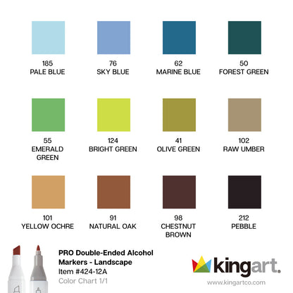 Double-Ended Alcohol Markers - 12 Landscape Colors