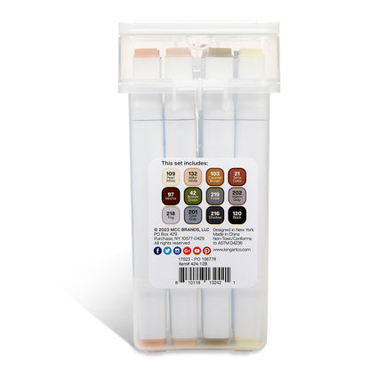 Double-Ended Alcohol Markers - 12 Neutral Colors