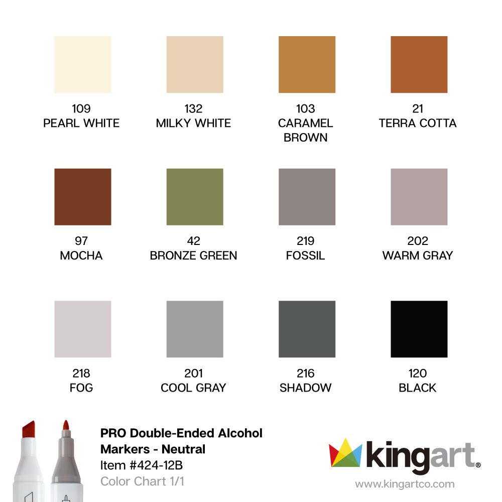 Double-Ended Alcohol Markers - 12 Neutral Colors