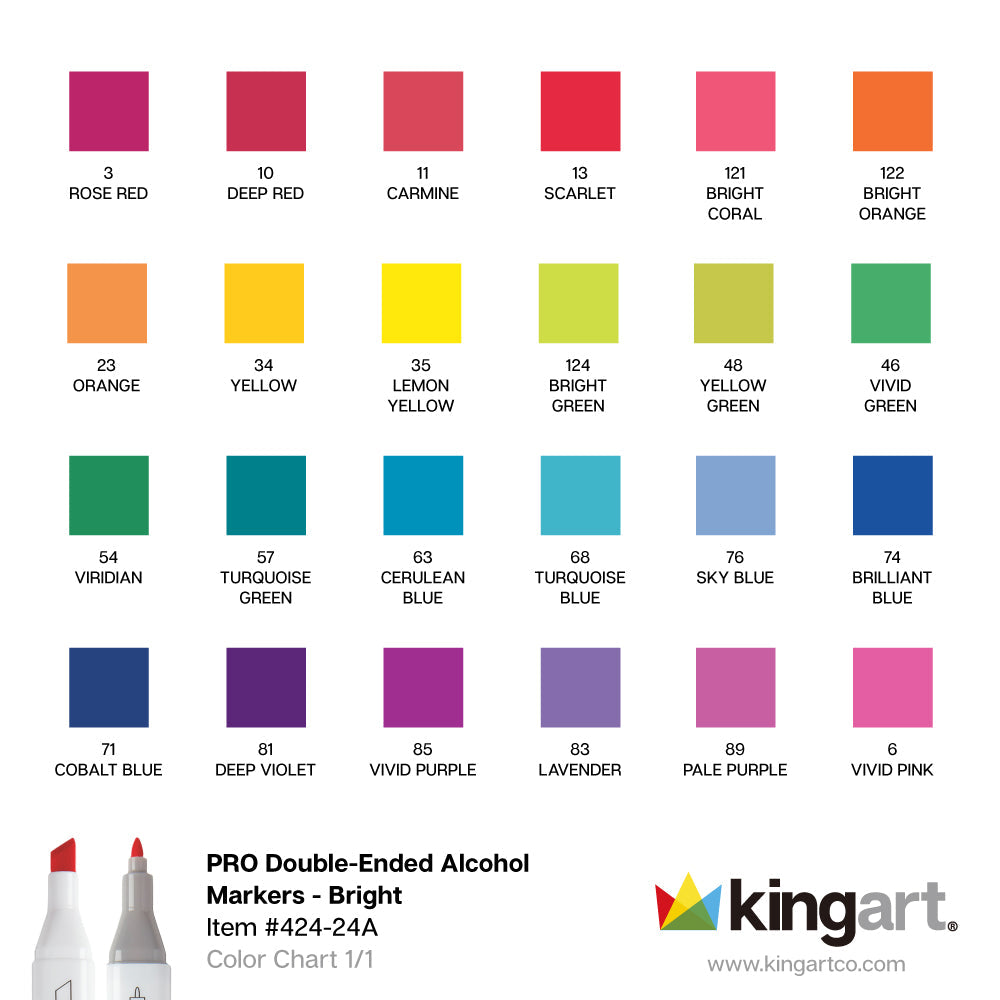 Double-Ended Alcohol Markers - 24 Bright Colors
