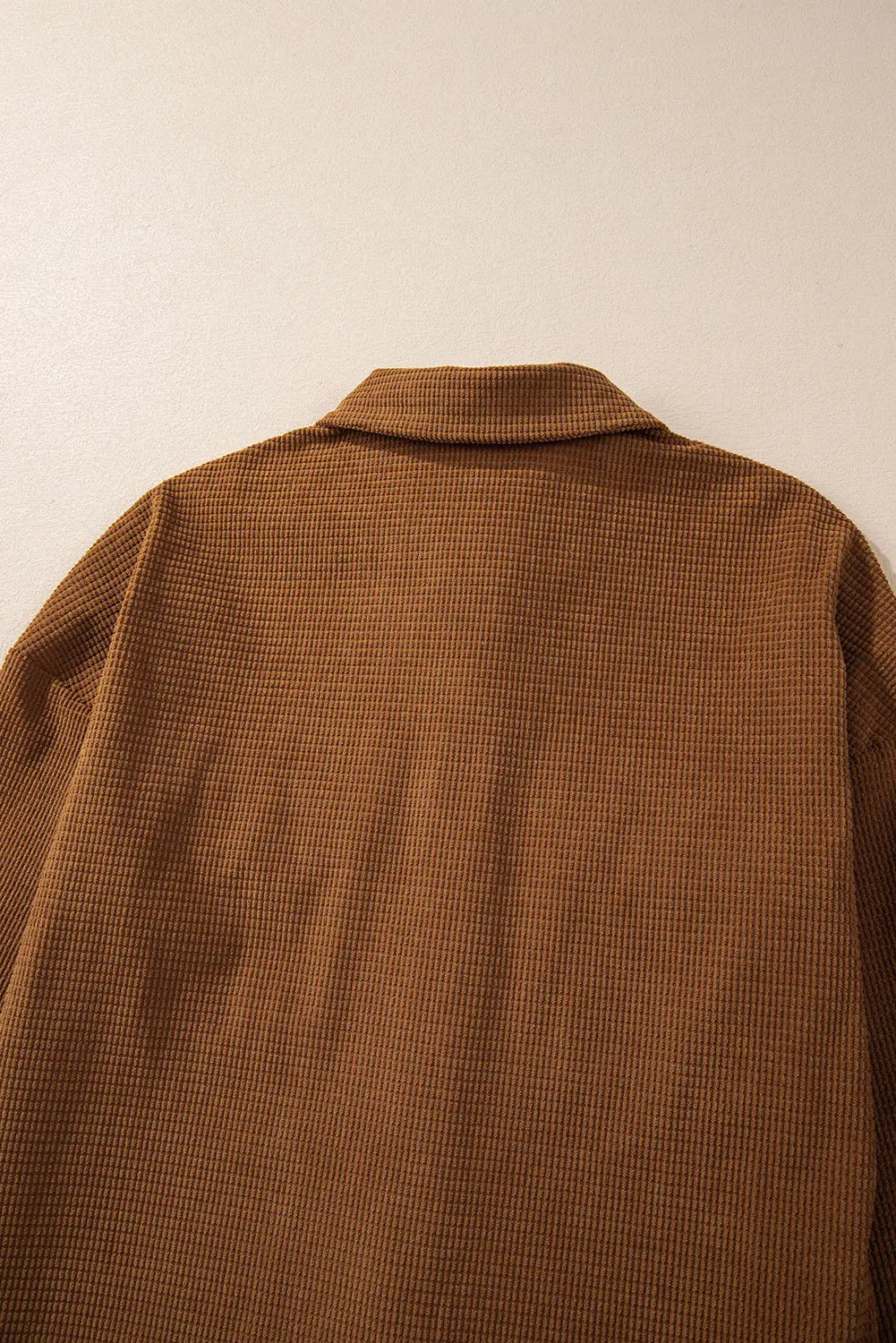 Brown Textured Flap Pocket Drop Shoulder Shacket Shewin