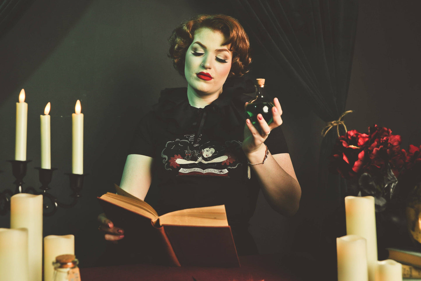 Witch Bible Fitted Tee in Black - SMALL Quirks!