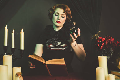 Witch Bible Fitted Tee in Black - SMALL Quirks!