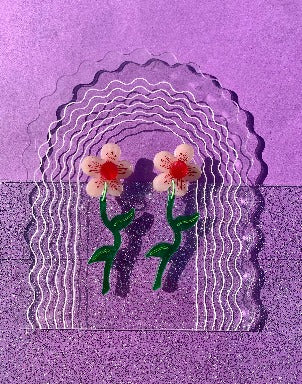 Wavy Daisies Acrylic Statement Earrings Quirks!