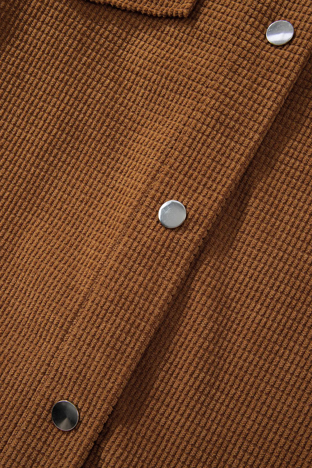 Brown Textured Flap Pocket Drop Shoulder Shacket Shewin