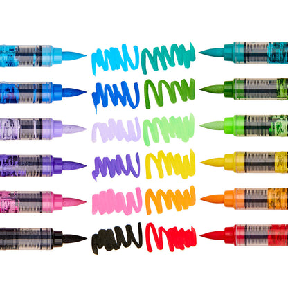 Acrylic Paint Brush Tip Pens - 12 Classic Colors