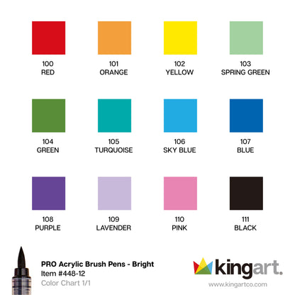 Acrylic Paint Brush Tip Pens - 12 Classic Colors