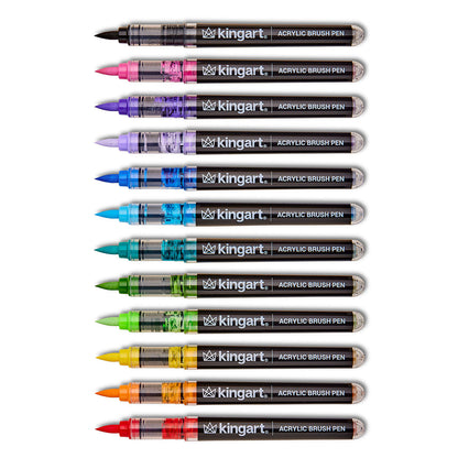Acrylic Paint Brush Tip Pens - 12 Classic Colors