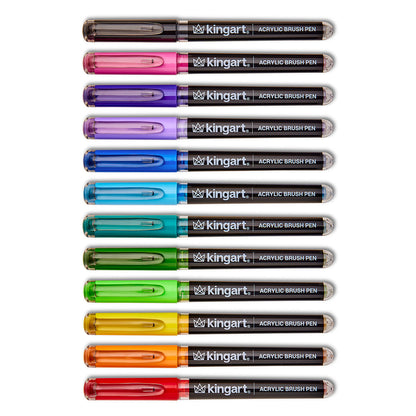 Acrylic Paint Brush Tip Pens - 12 Classic Colors