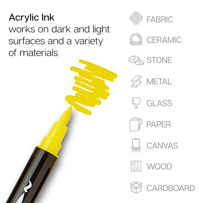 Dual Tip Acrylic Paint Pens - 24 Colors