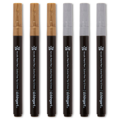 Acrylic Paint Pens Extra Fine - Silver & Gold 6 pc