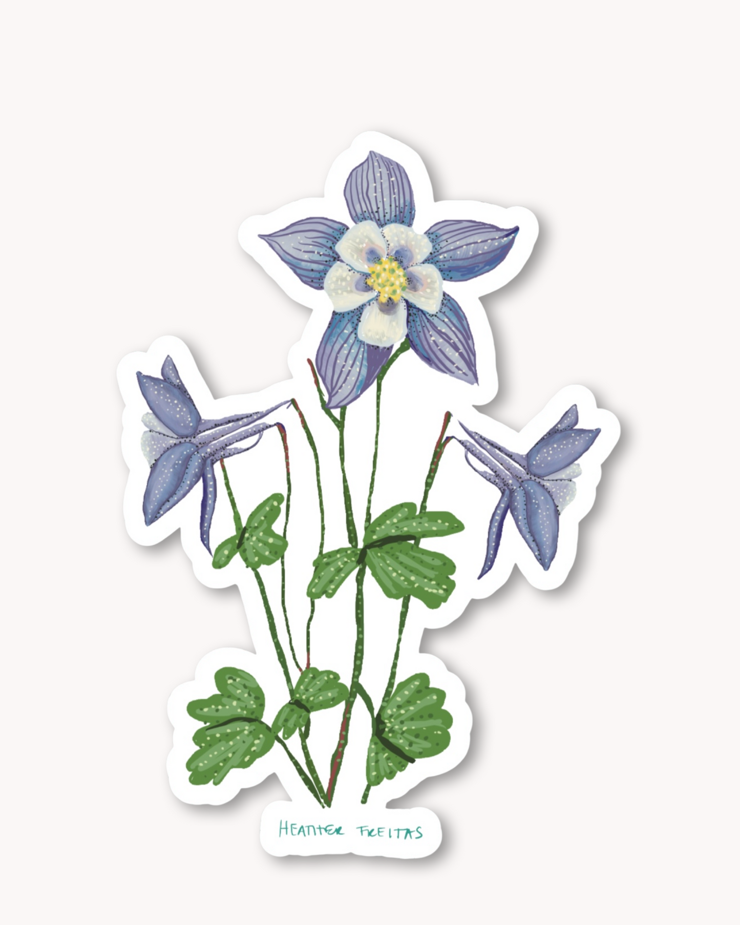 Blue Columbine Flower Sticker
