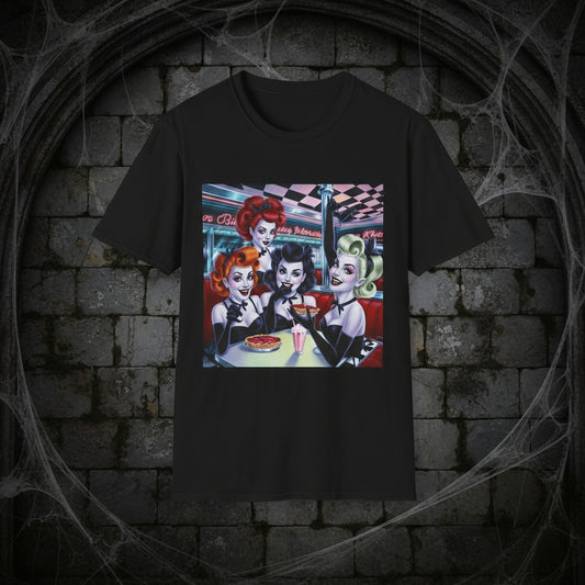 Spooky Beauties Retro Diner Vibes Unisex Softstyle T-Shirt | Rose Meow™ | Vintage Aesthetic