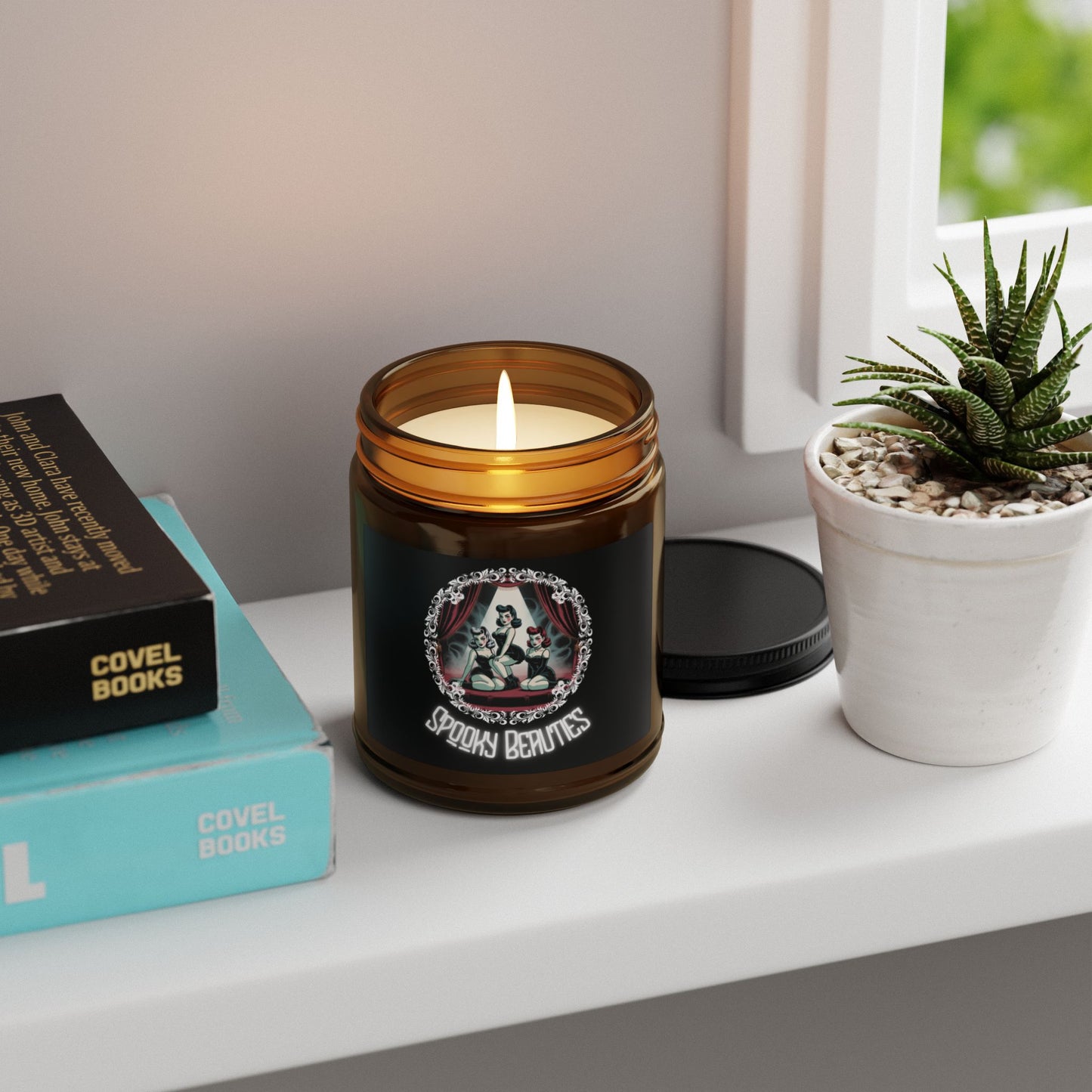 Dim the Lights Spooky Beauties | Cinnamon Vanilla Soy Candle (9oz, Amber Jar)