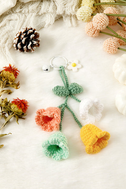 Meadow Mist Green Cute Crochet Flower Keychain Shewin