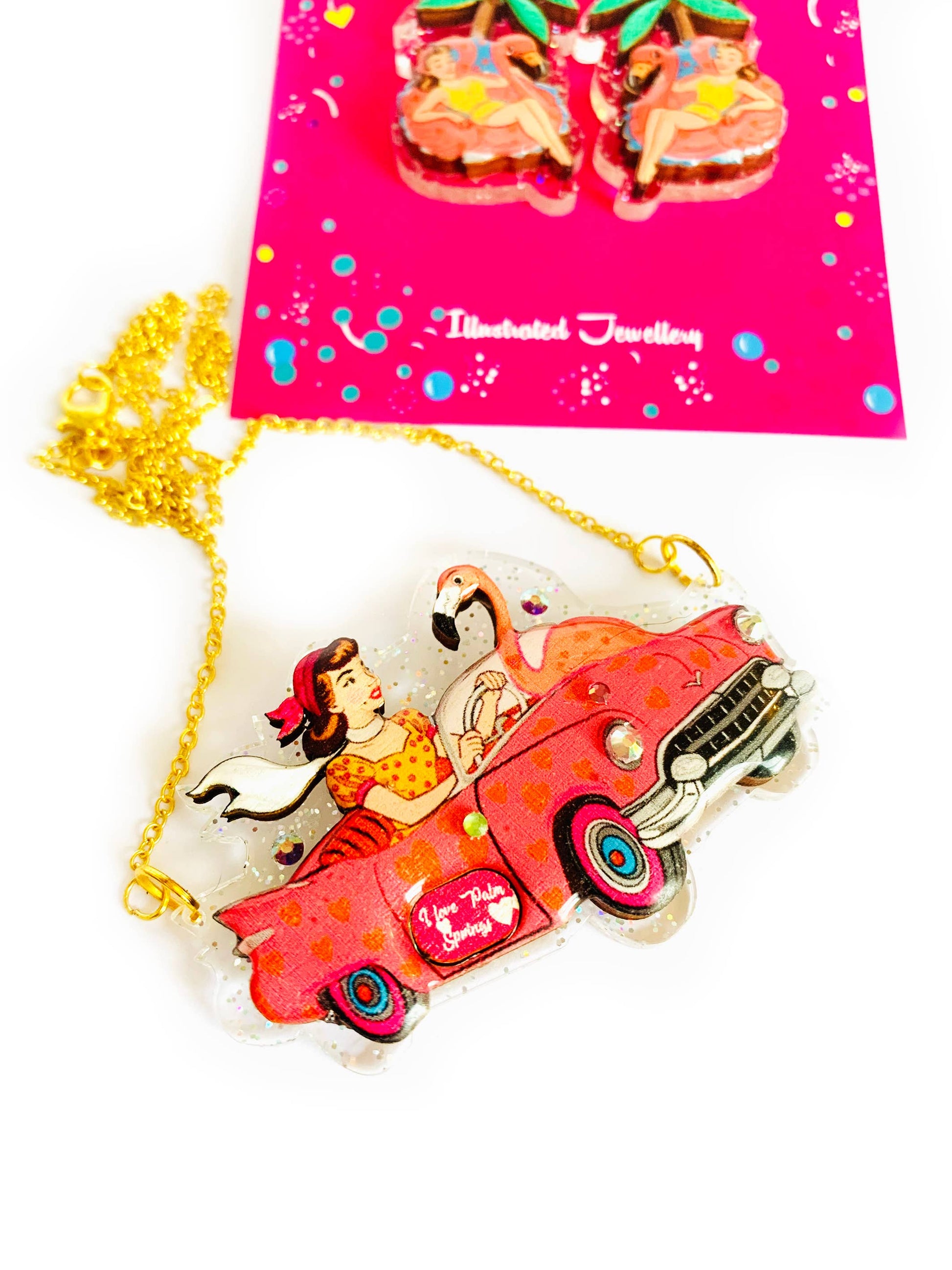 Frankie & the Flamingo Car Necklace by Rosie Rose Parker Quirks!