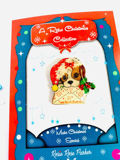 Puppy love at Xmas Brooch by Rosie Rose Parker Quirks!