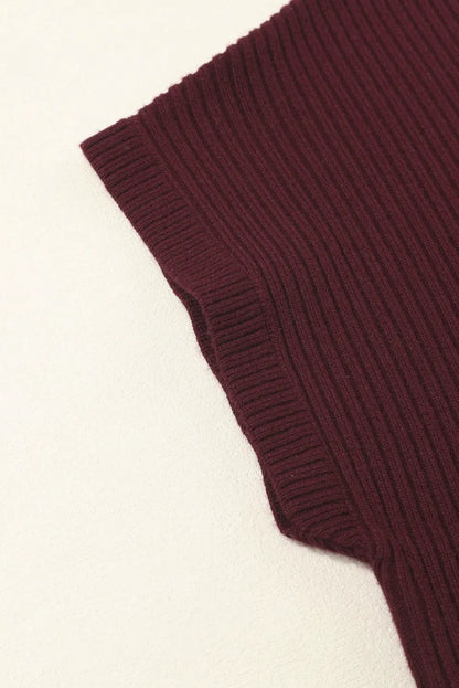 Gold Flame Patch Pocket Ribbed Knit Short Sleeve Sweater Shewin