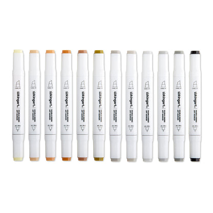 Double-Ended Alcohol Markers - 12 Neutral Colors