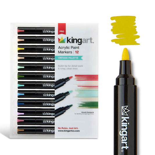 Acrylic Paint Markers - Bullet Tip - 12 Vintage Colors
