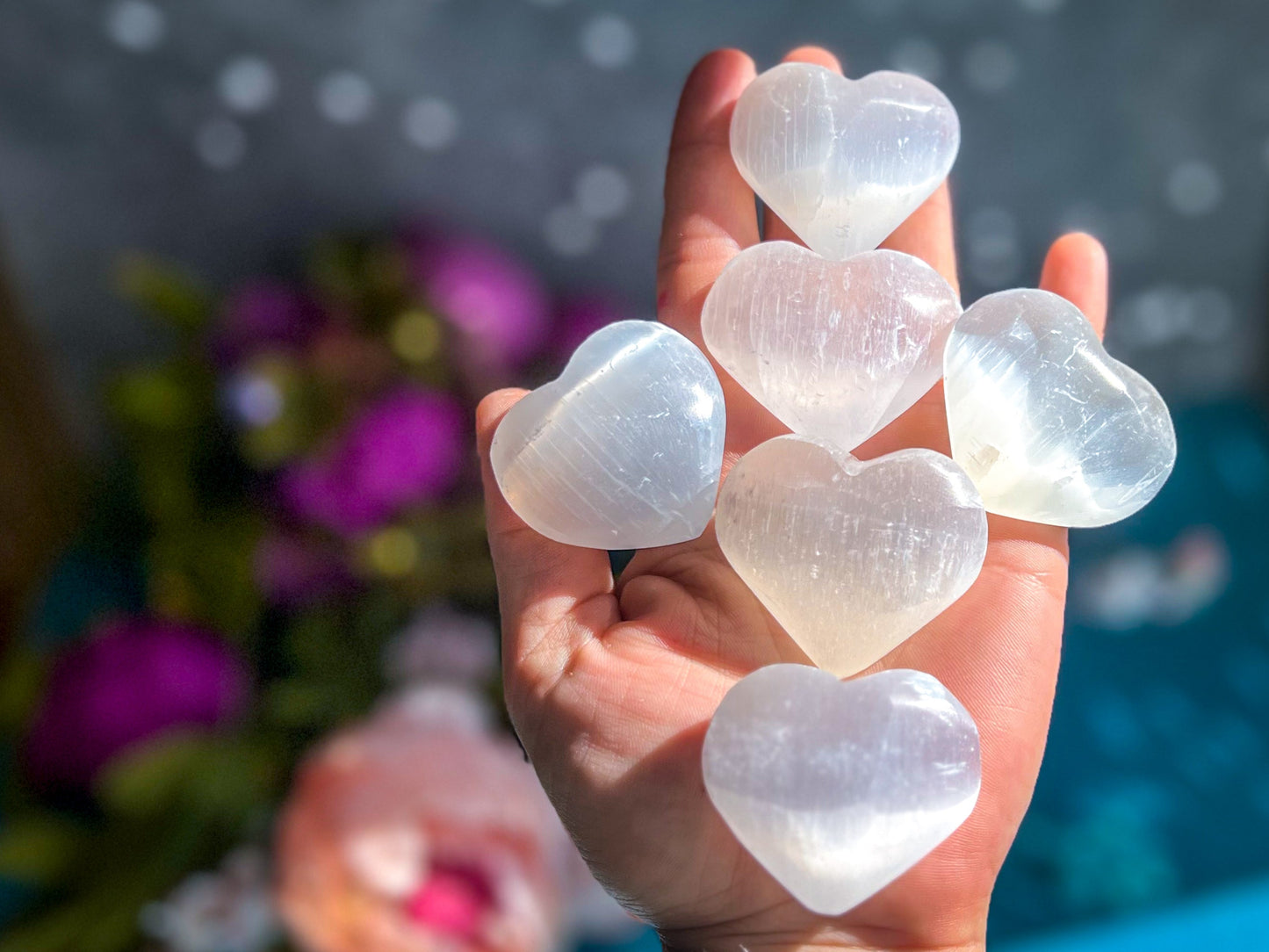 4 CM Sweet Selenite /  Satin Spar Hearts