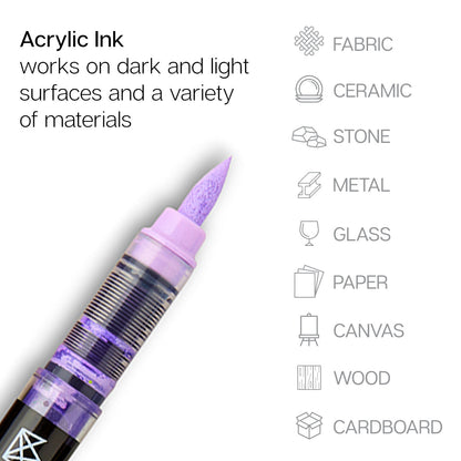 Acrylic Paint Brush Tip Pens - 12 Pastel Colors