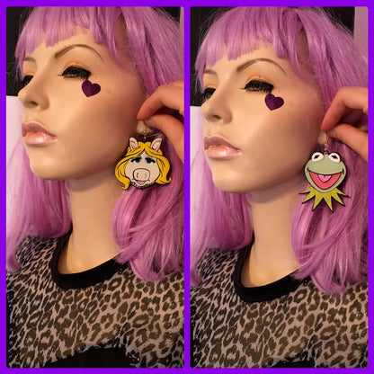 Miss Piggy And Kermit Laser Cut Earrings Quirks!