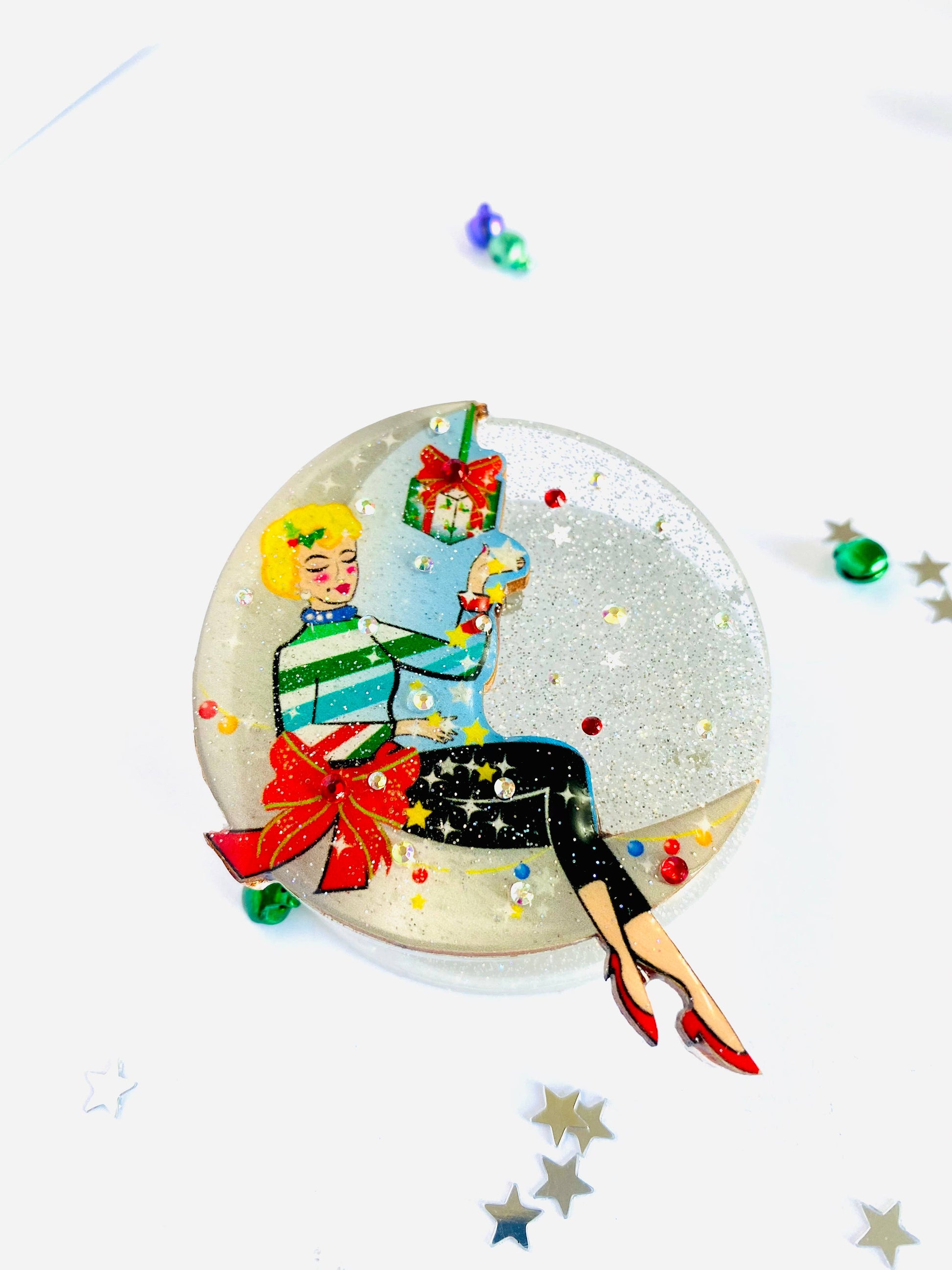 Moon Girl Christmas Brooch by Rosie Rose Parker Quirks!